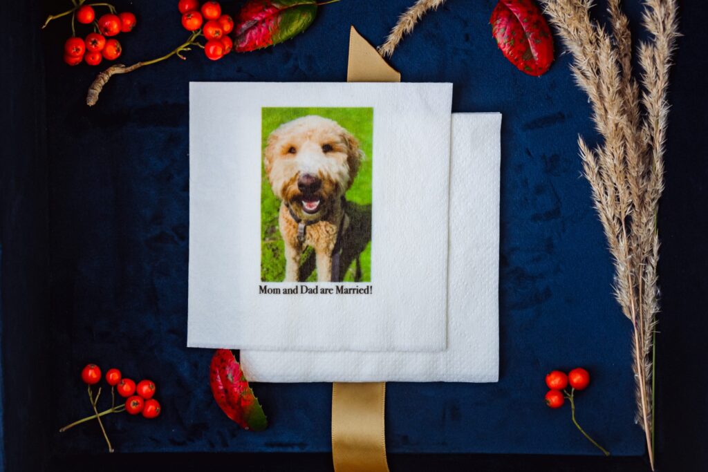 Monogram napkins with accent color #C4D536