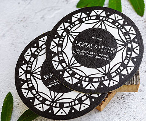Modern coasters in black and white